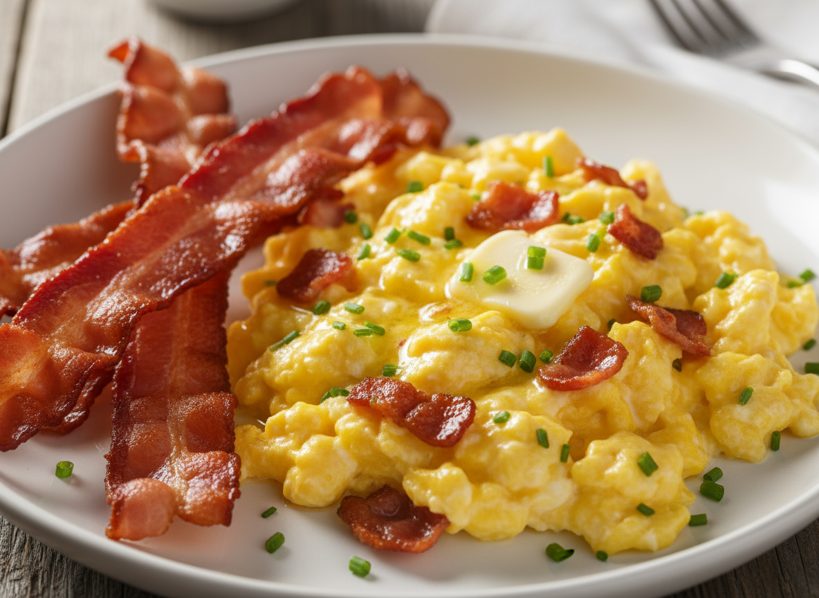Bacon and Butter Scrambled Eggs