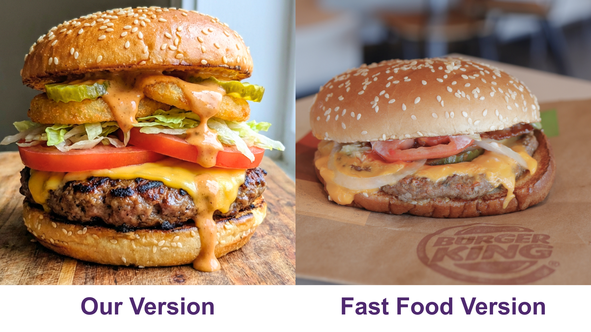 Final plated Homemade Whopper-Style Burger