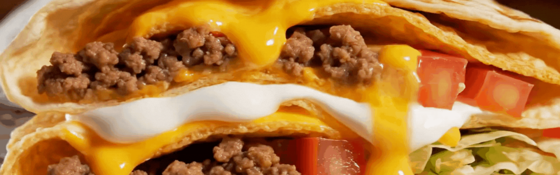 Animated GIF showing Homemade Crunchwrap Supreme being prepared