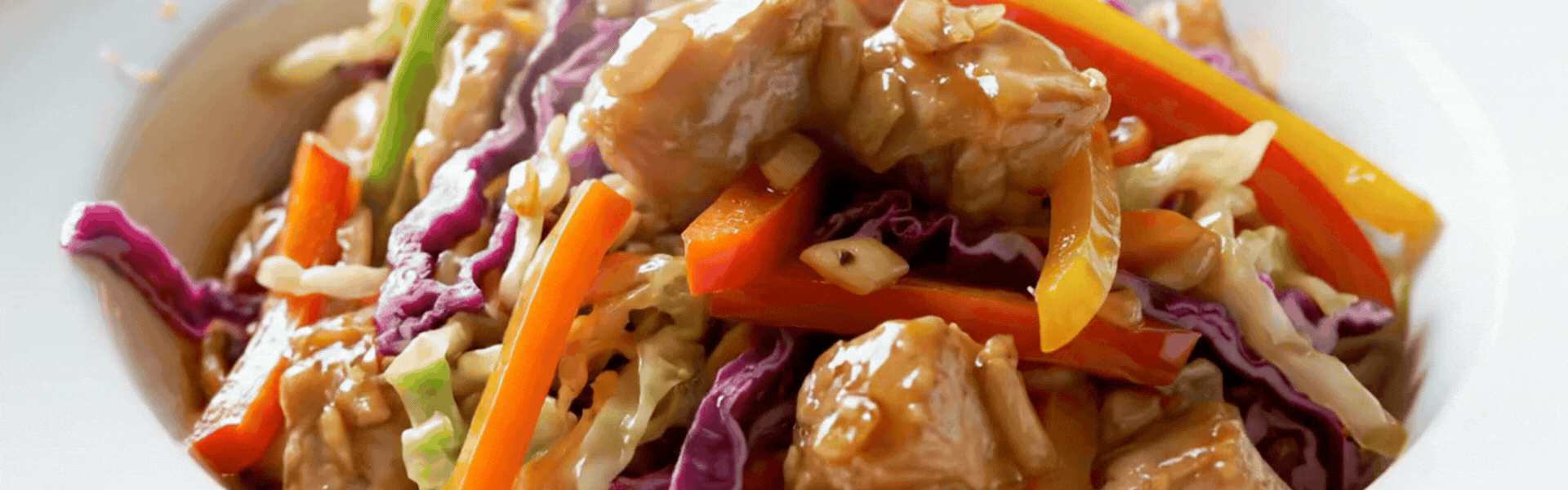 Animated GIF of Garlic Chopped Chicken with Cabbage and Peppers