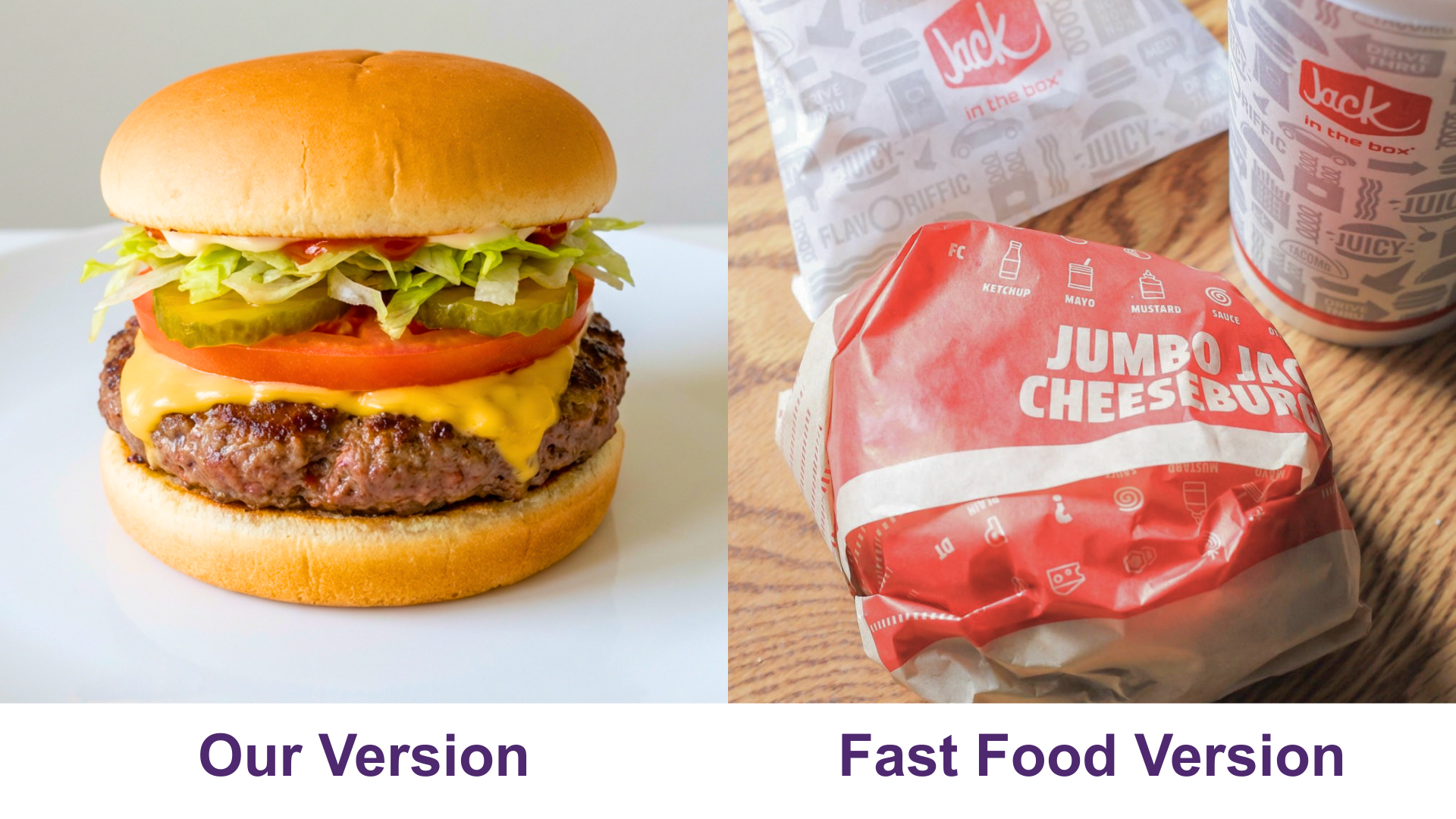 Final plated Homemade Jumbo Jack&ndash;Style Burger