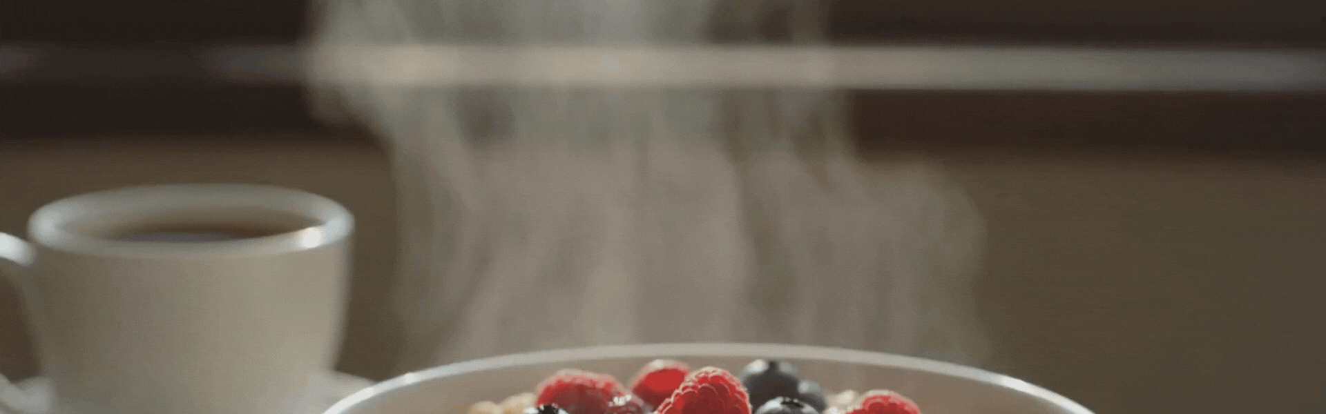Morning: High-Protein Coffee and Berry Yogurt Bowl