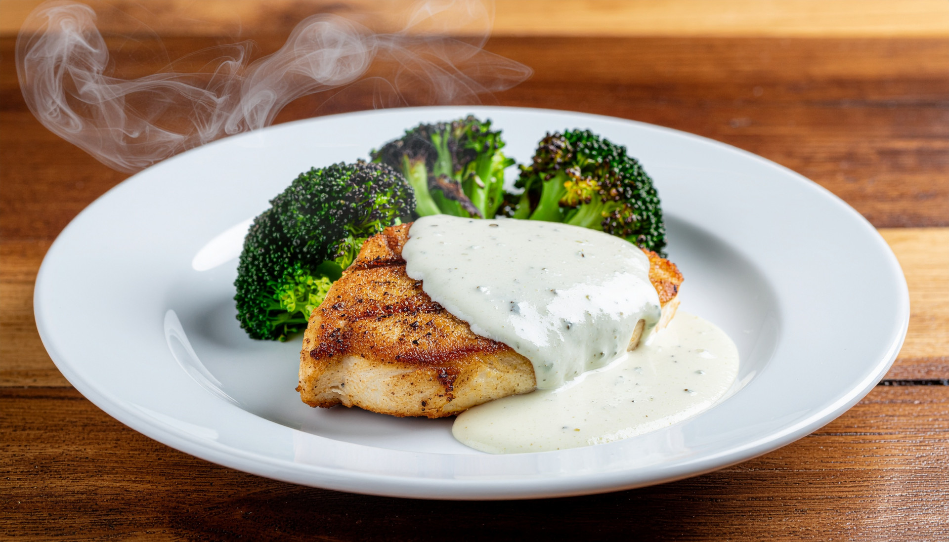 Creamy Garlic Parmesan Chicken and Roasted Broccoli