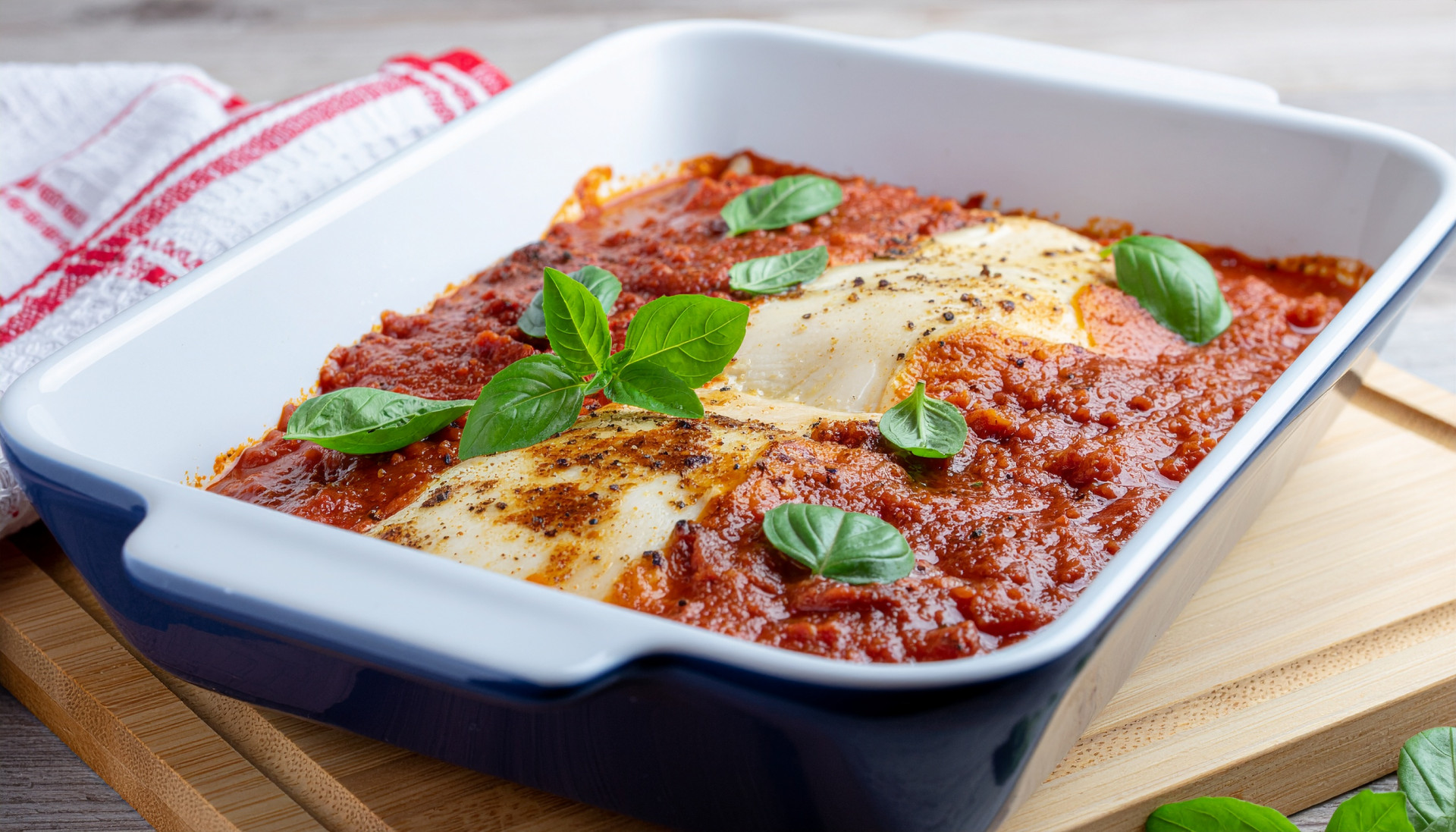 Creamy Tomato Basil Baked Chicken