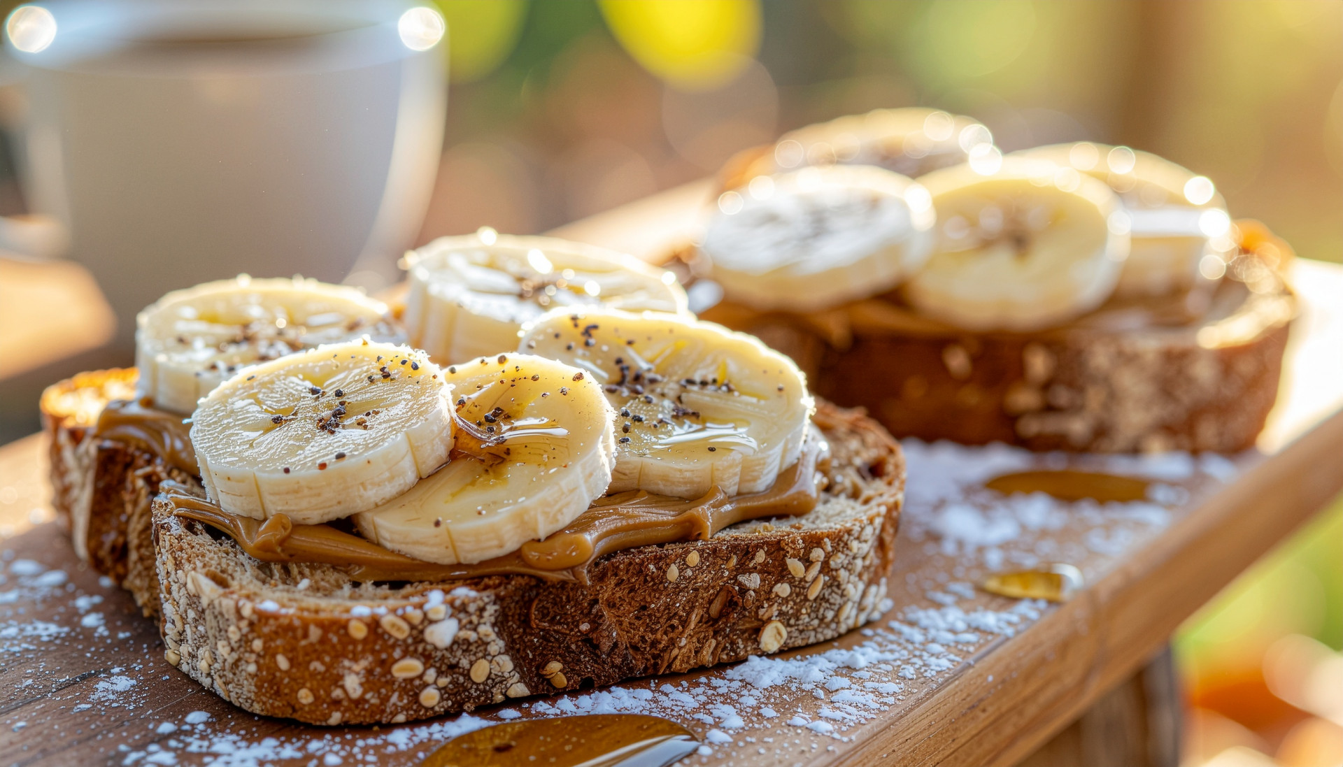 Peanut Butter Banana Toast - Toast topped with peanut butter and fresh banana slices