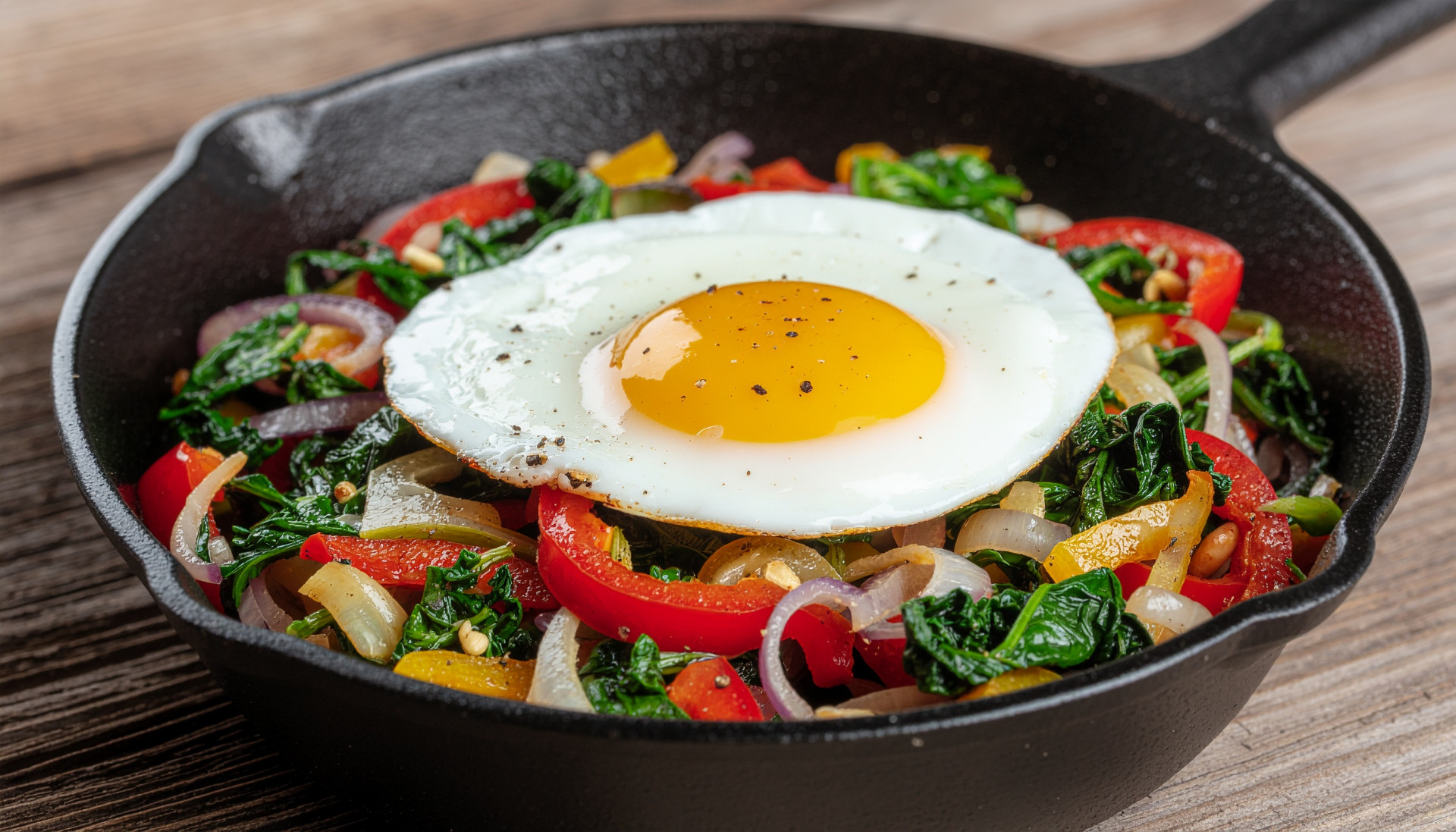 Sunny Side Up Egg and Veggie Hash