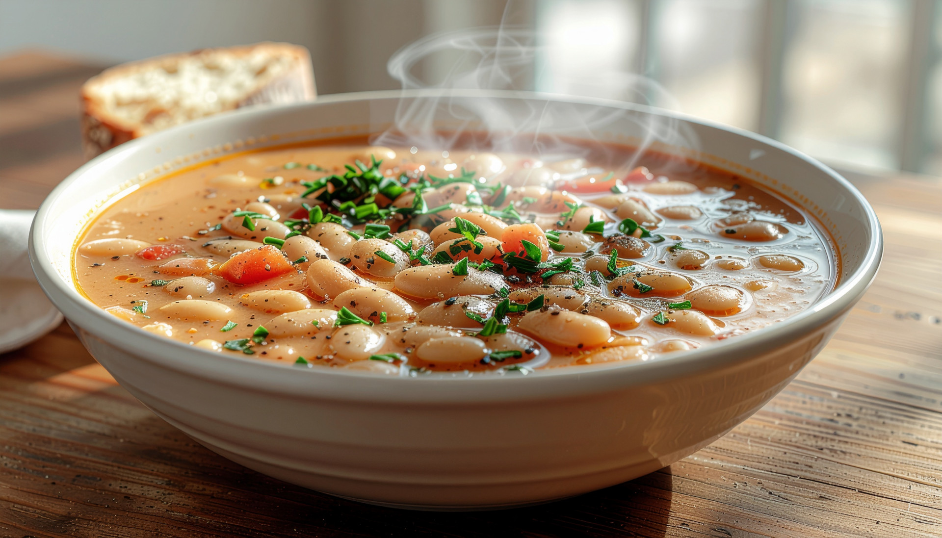 Tuscan White Bean Tomato Soup - Creamy bean and tomato soup with vegetables