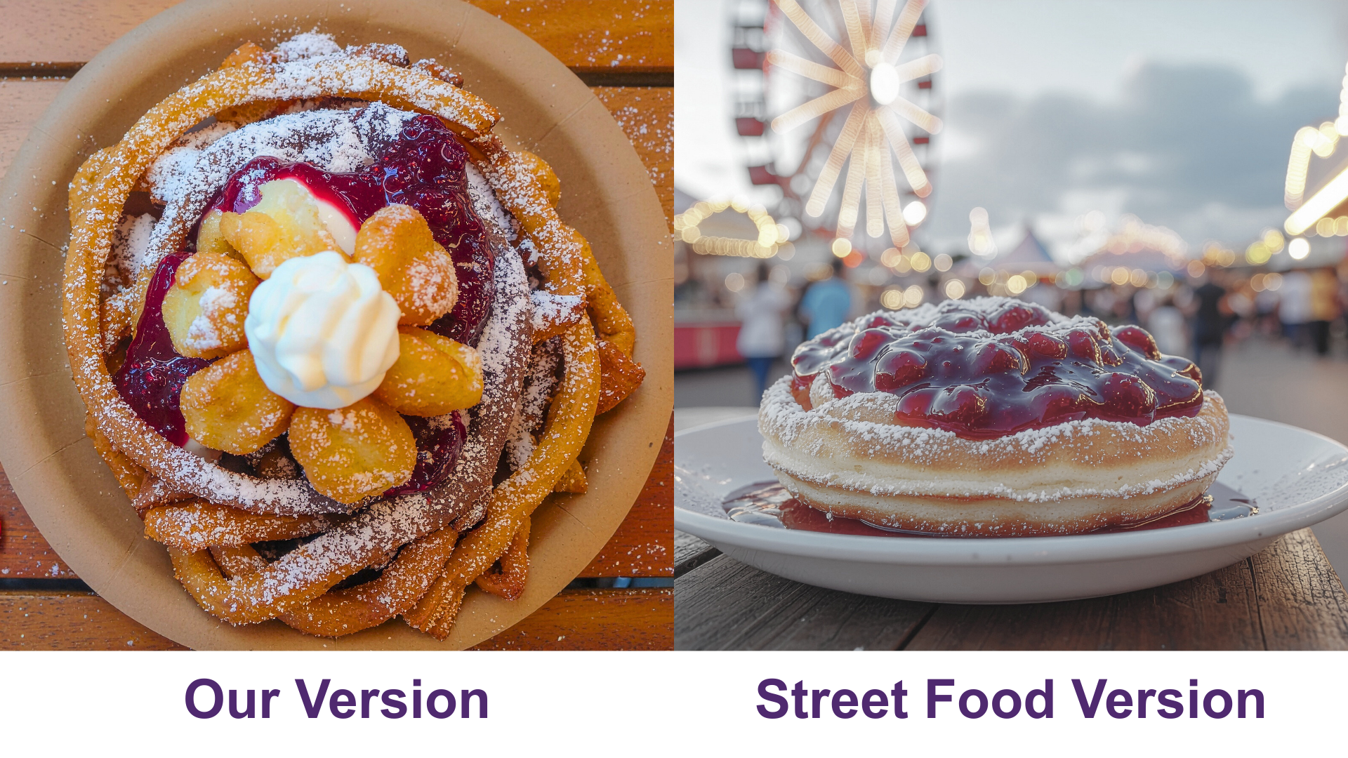 Air-Fryer Funnel Cake with Berry Sauce - Our Version vs Street Food Version