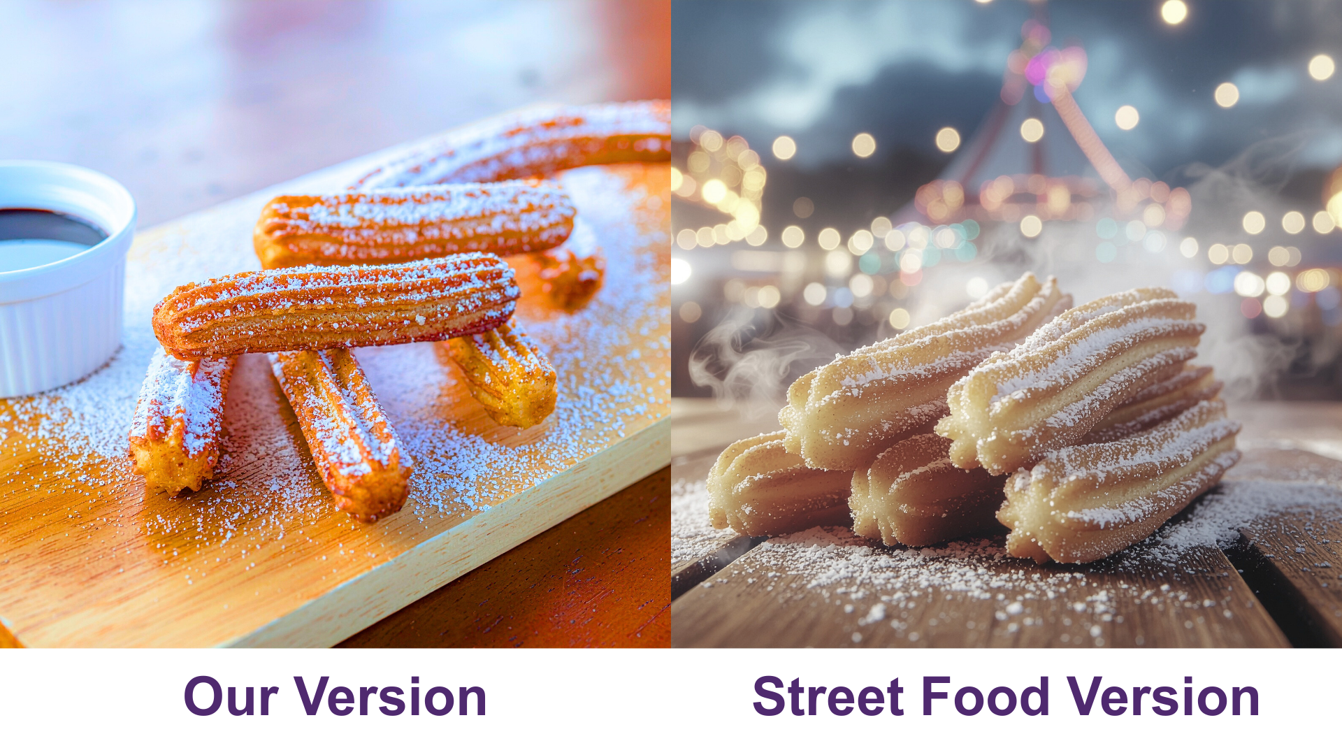 Baked Cinnamon Churros with Dark Chocolate Dip - Our Version vs Street Food Version