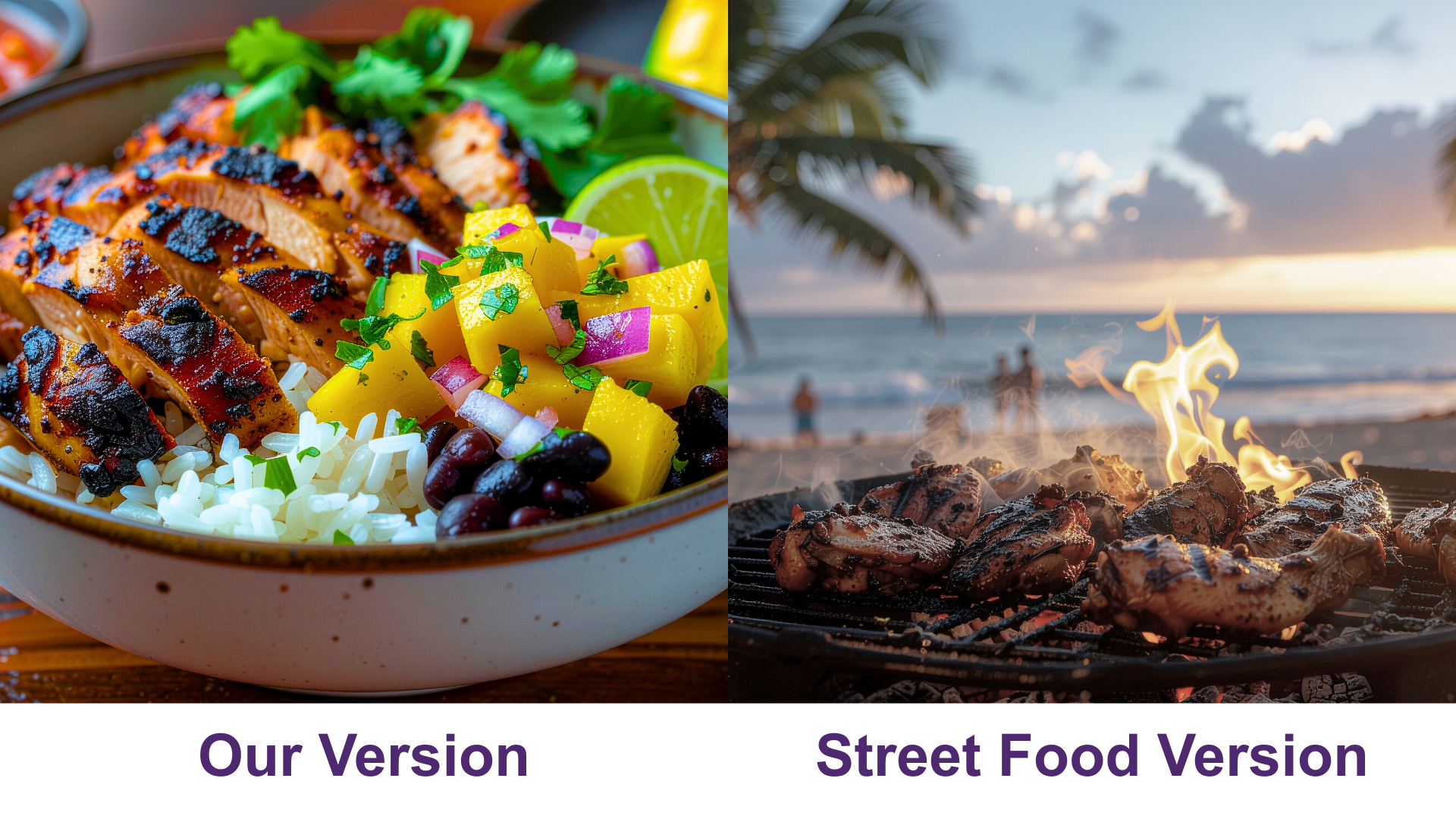 Caribbean Jerk Chicken Street Grill Bowl - Our Version vs Street Food Version