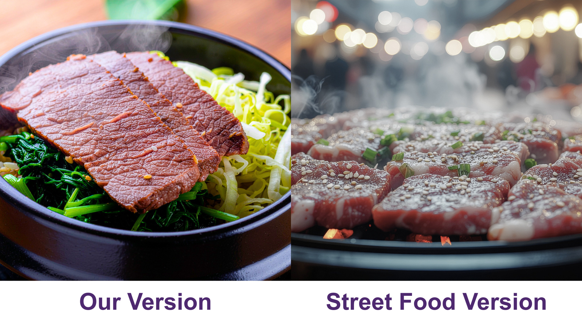 Korean Bulgogi Beef & Veggie Rice Bowl - Our Version vs Street Food Version