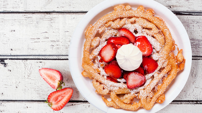 Crispy Air-Fryer Funnel Cake with Warm Berry Sauce
