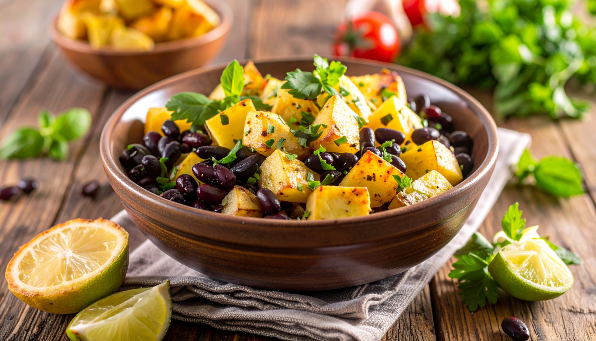 Black Beans Roasted Potatoes Bowl