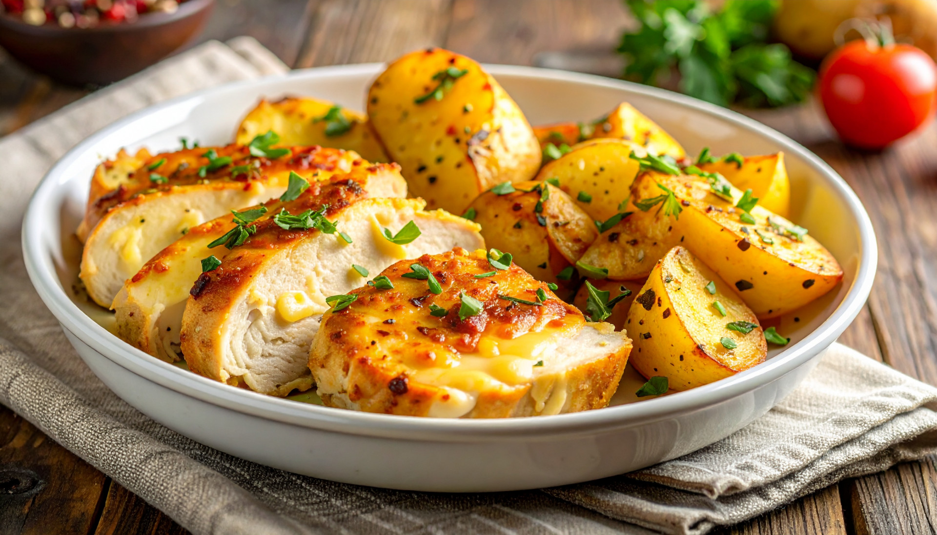 Cheesy Baked Chicken Potatoes