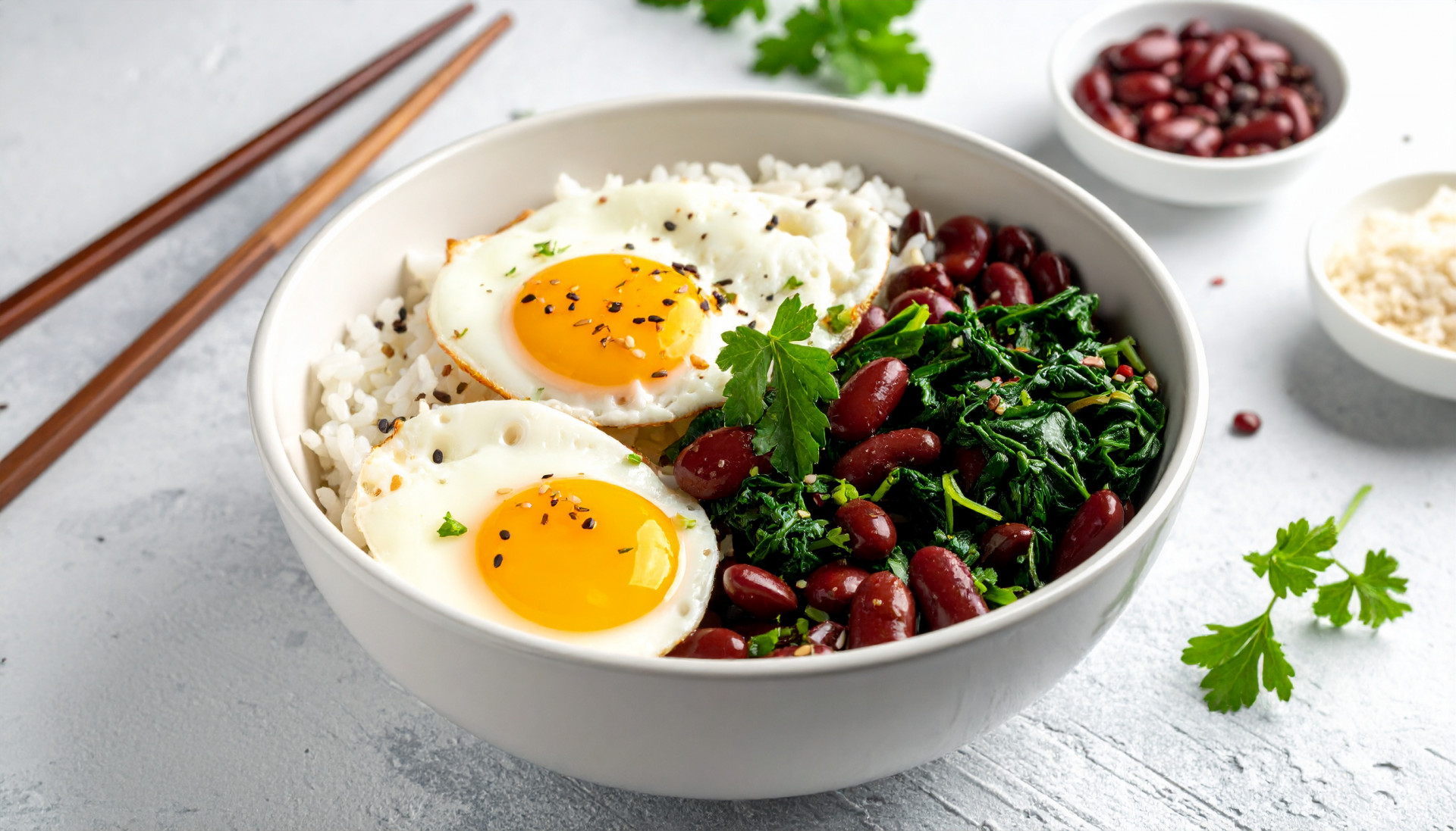 Rice Beans Egg Bowl