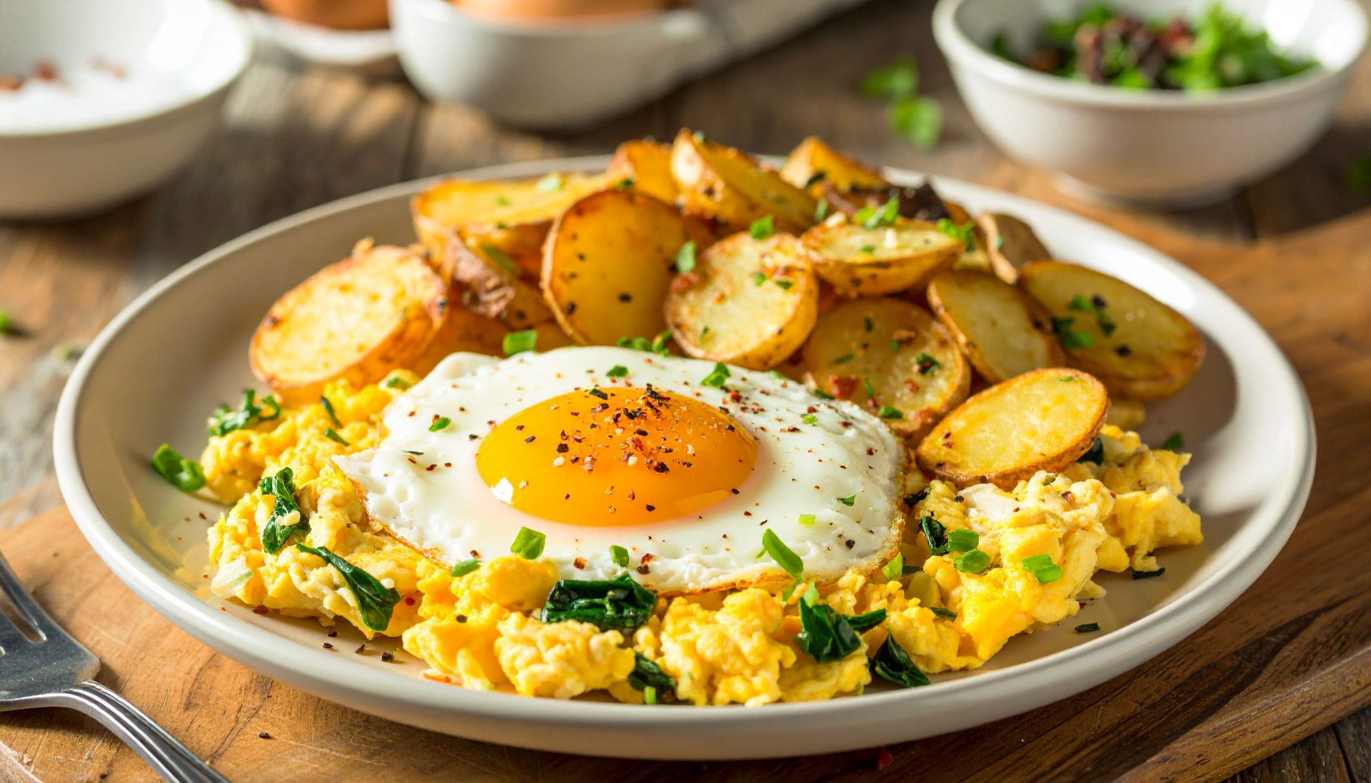 Savory Egg Scramble Crispy Potatoes