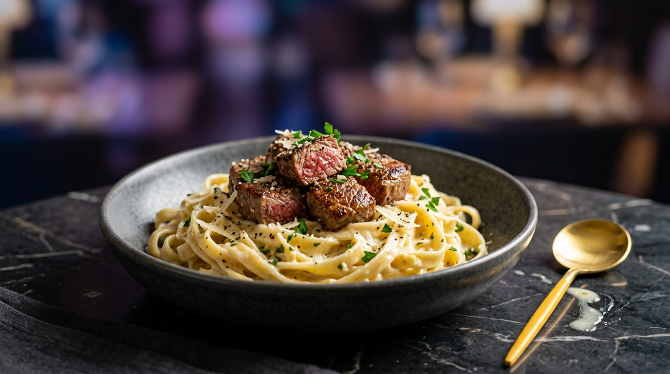 Garlic Parmesan Steak Alfredo