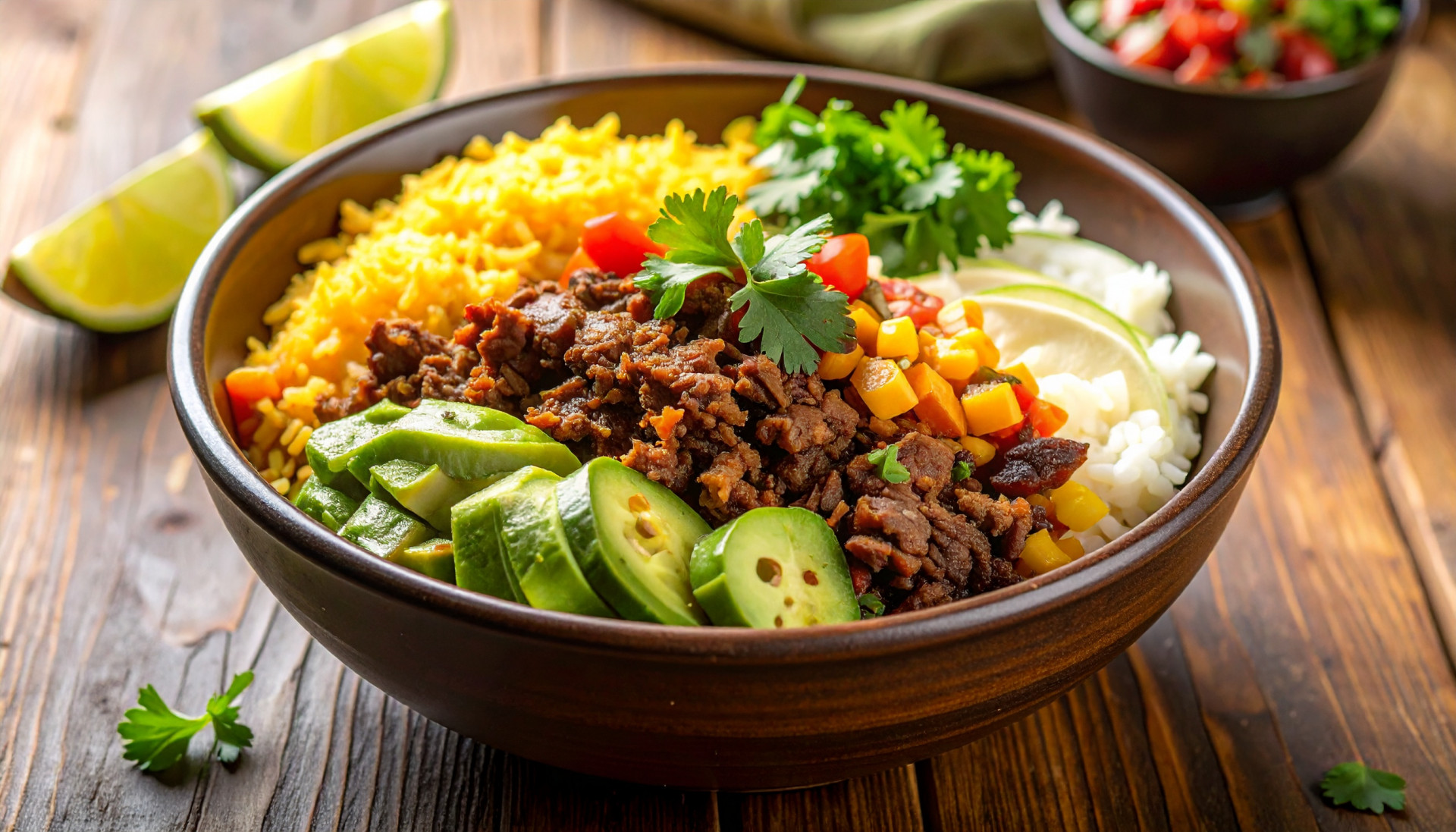 Loaded Beef and Rice Burrito Bowl