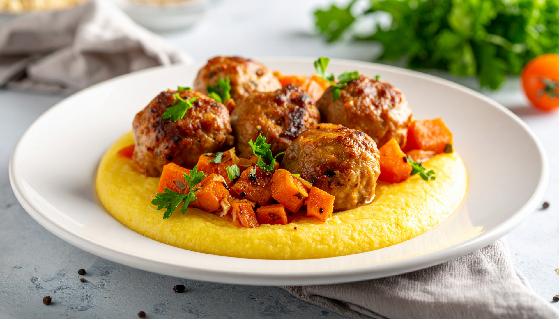 Turkey Meatballs Polenta