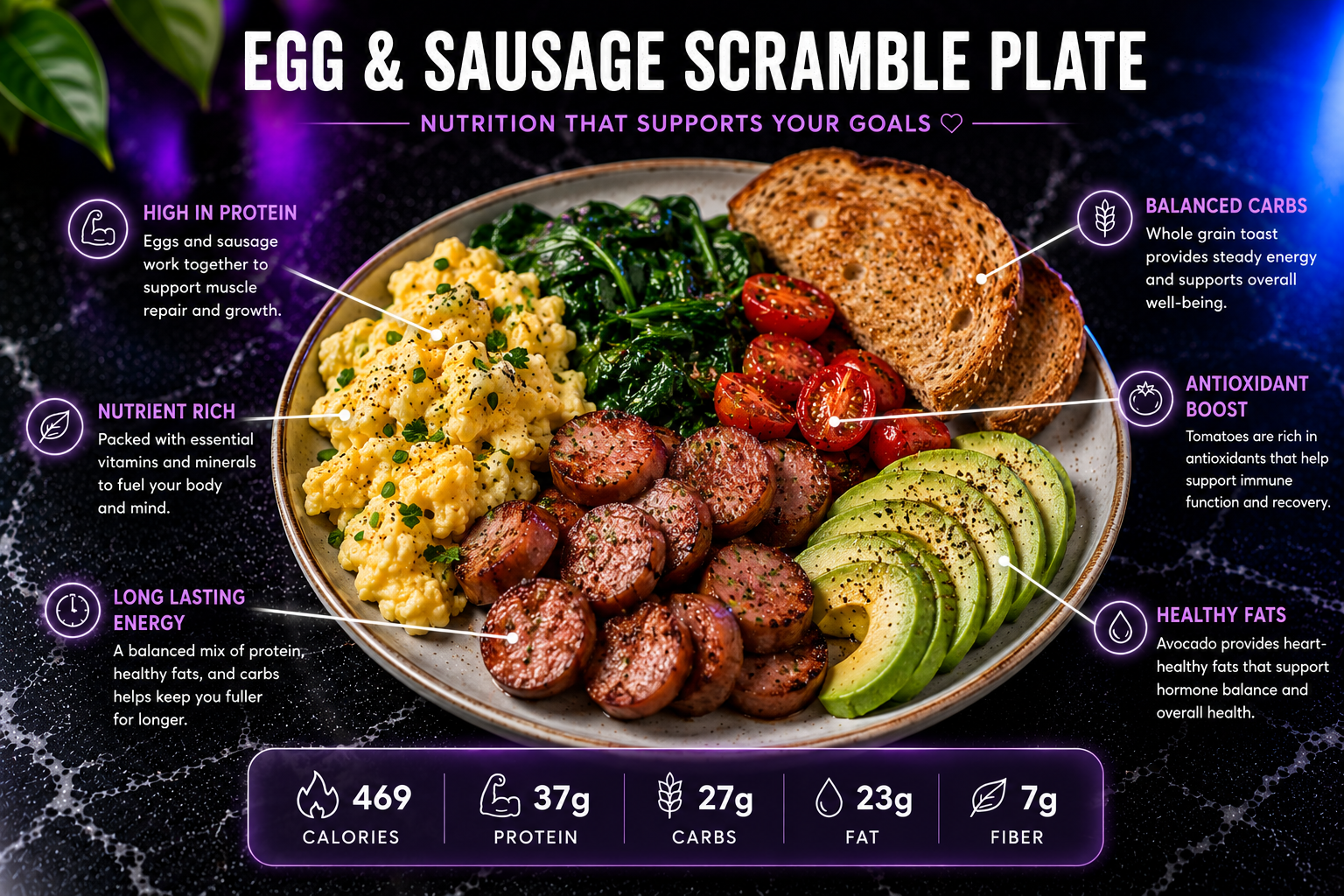 Egg and Sausage Scramble Plate