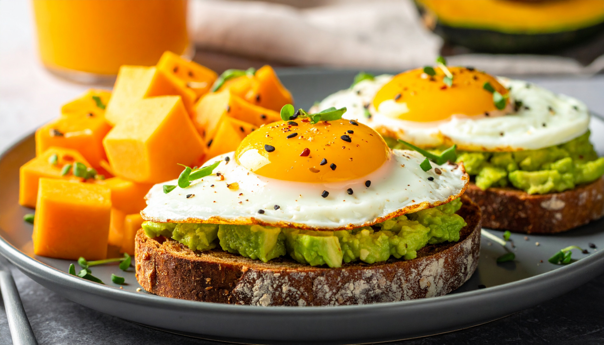Avocado Egg Toast & Kabocha Squash