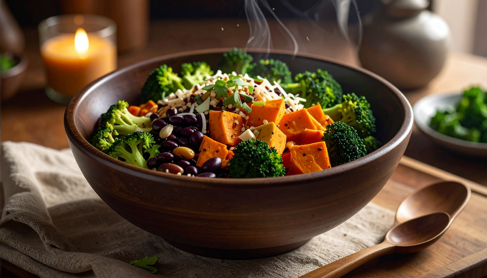Black Bean Sweet Potato Broccoli Bowl