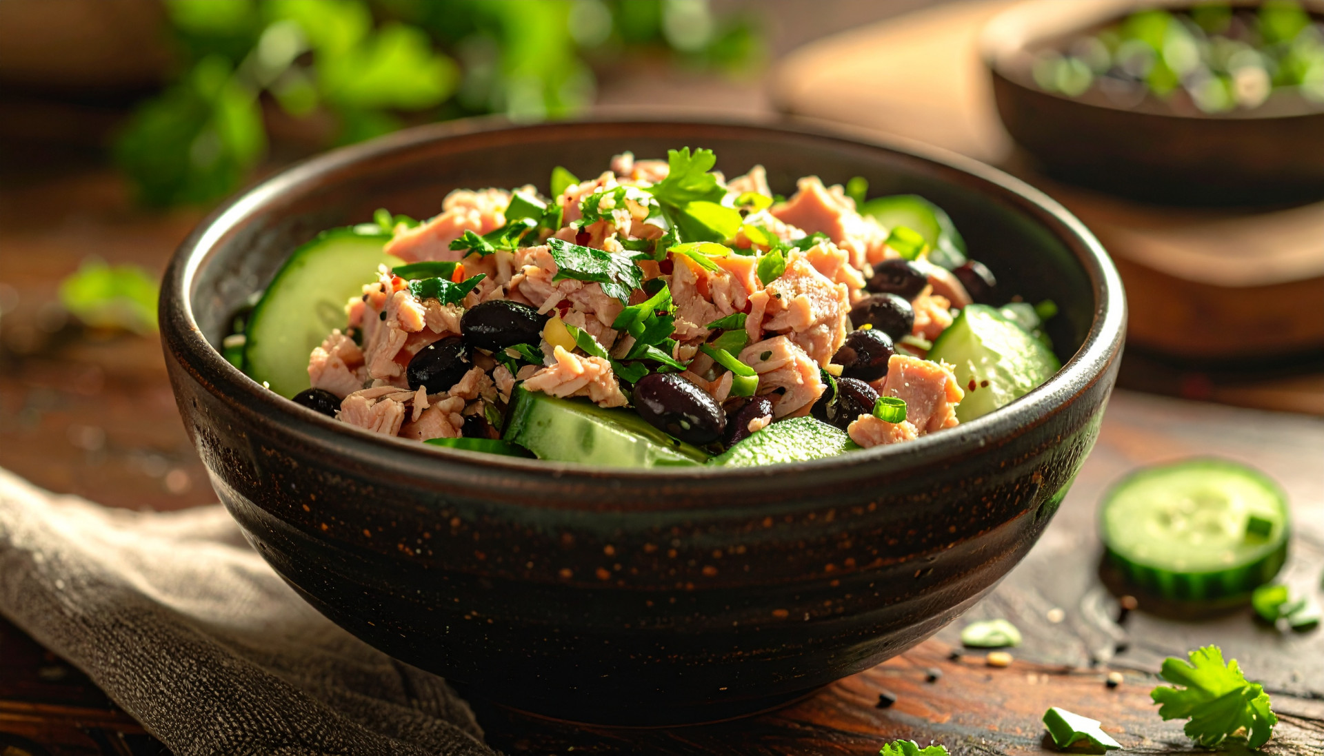 Tuna Black Bean Cucumber Bowl