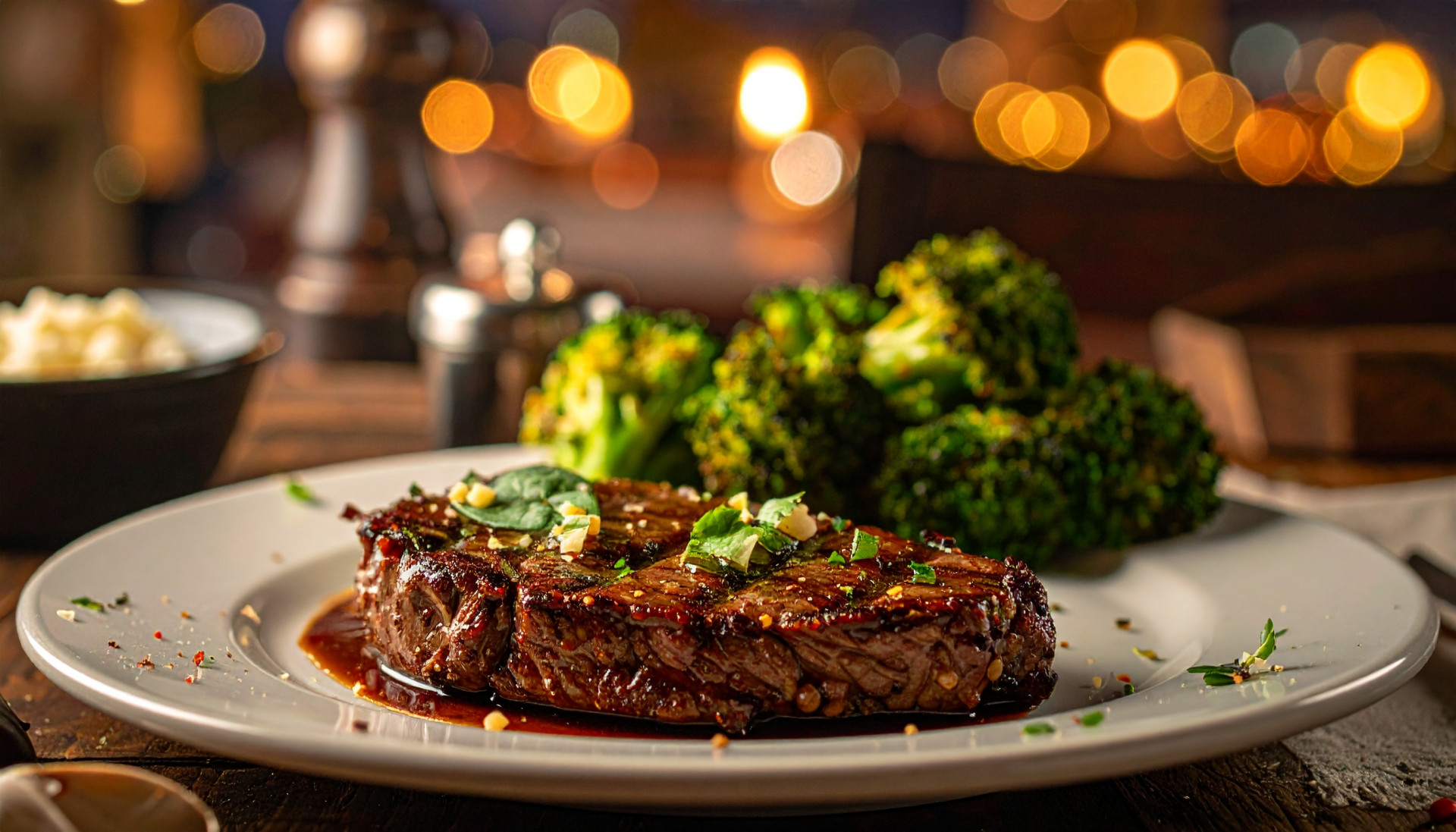 Garlic Steak & Crispy Broccoli