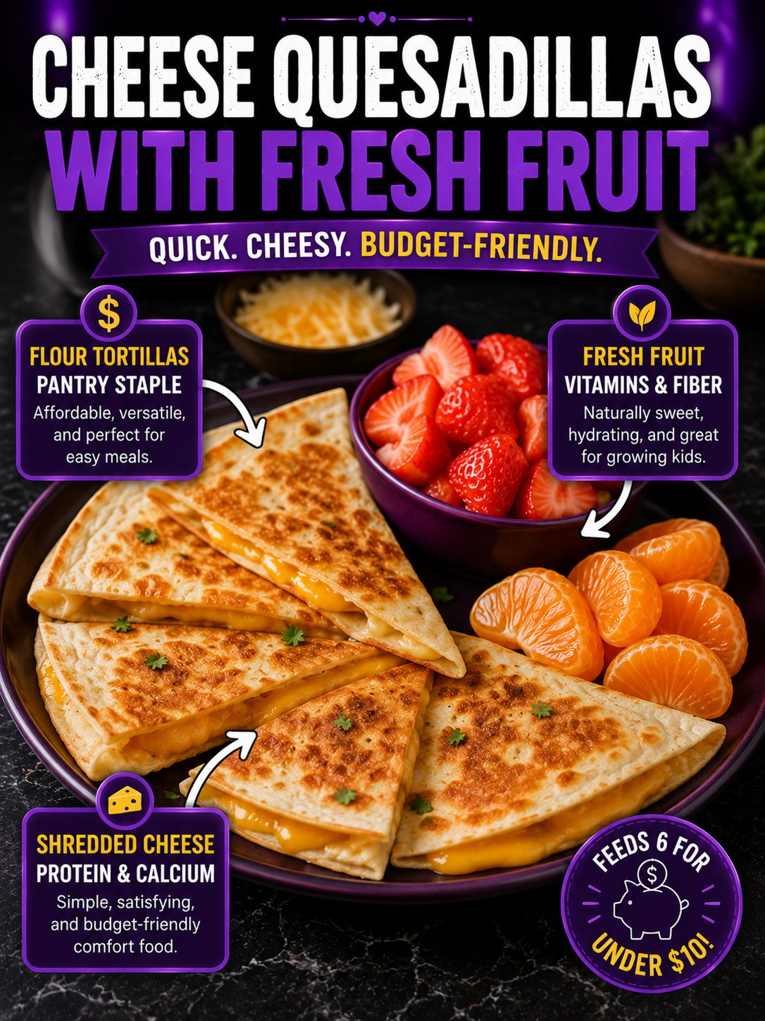 Cheese Quesadillas with Fresh Fruit
