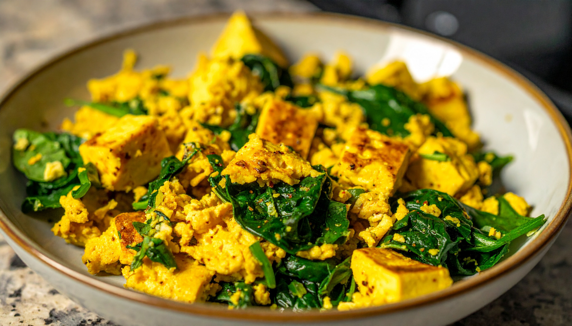 Turmeric Spinach Tofu Scramble